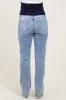 Light Blue Distressed Ripped Knee Straight Leg Maternity Jeans sold by Pinkblush