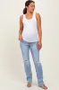 Light Blue Distressed Ripped Knee Straight Leg Maternity Jeans sold by Pinkblush