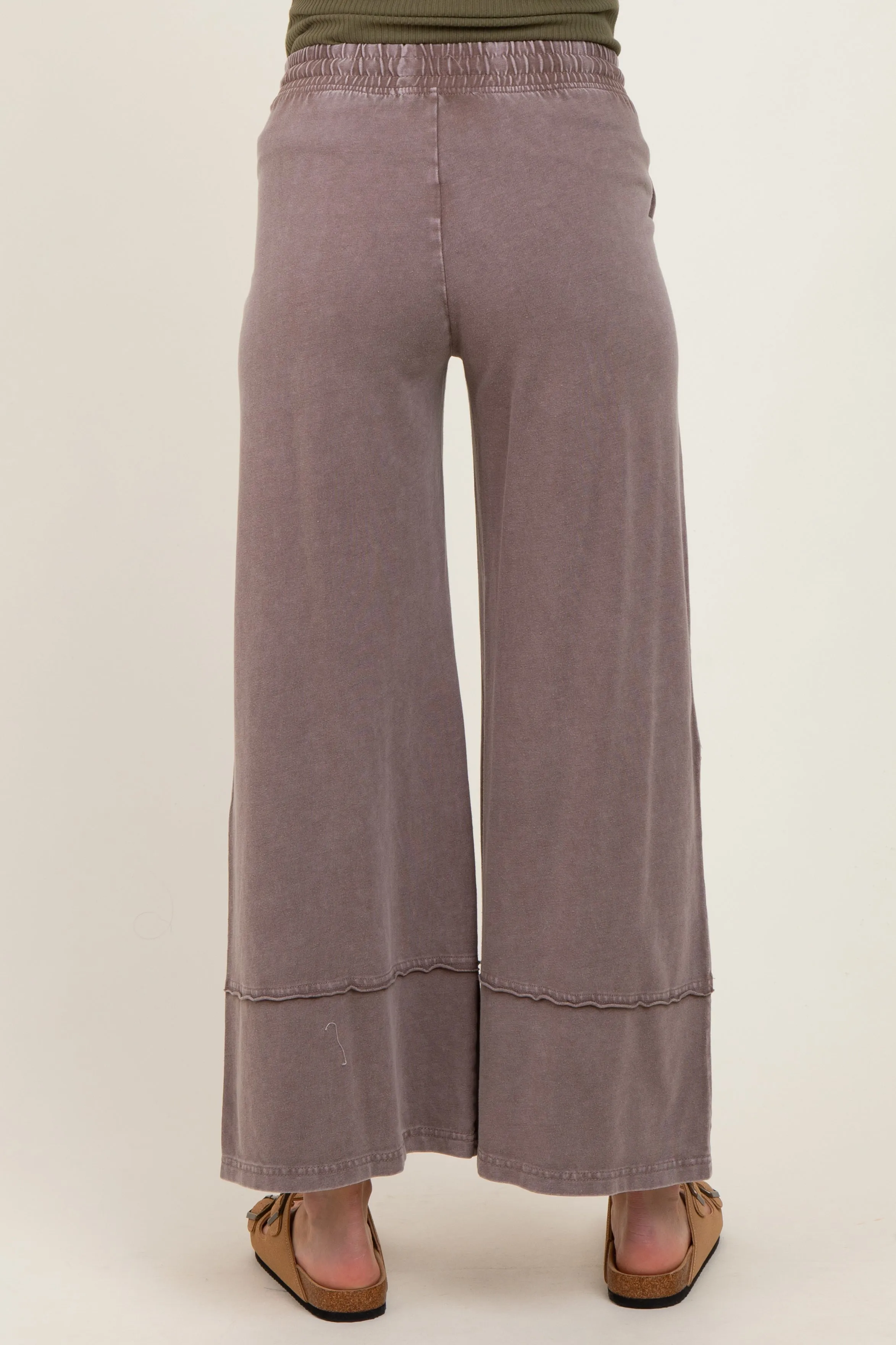 Mocha Mineral Wash Wide Leg Ankle Maternity Pants sold by Pinkblush product image thumbnail 5