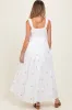 White Embroidered Front Bow Tie Maternity Maxi Dress sold by Pinkblush