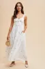 White Embroidered Front Bow Tie Maternity Maxi Dress sold by Pinkblush