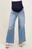 Light Blue Ripped Knee Baggy Wide Leg Maternity Jeans sold by Pinkblush