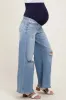 Light Blue Ripped Knee Baggy Wide Leg Maternity Jeans sold by Pinkblush