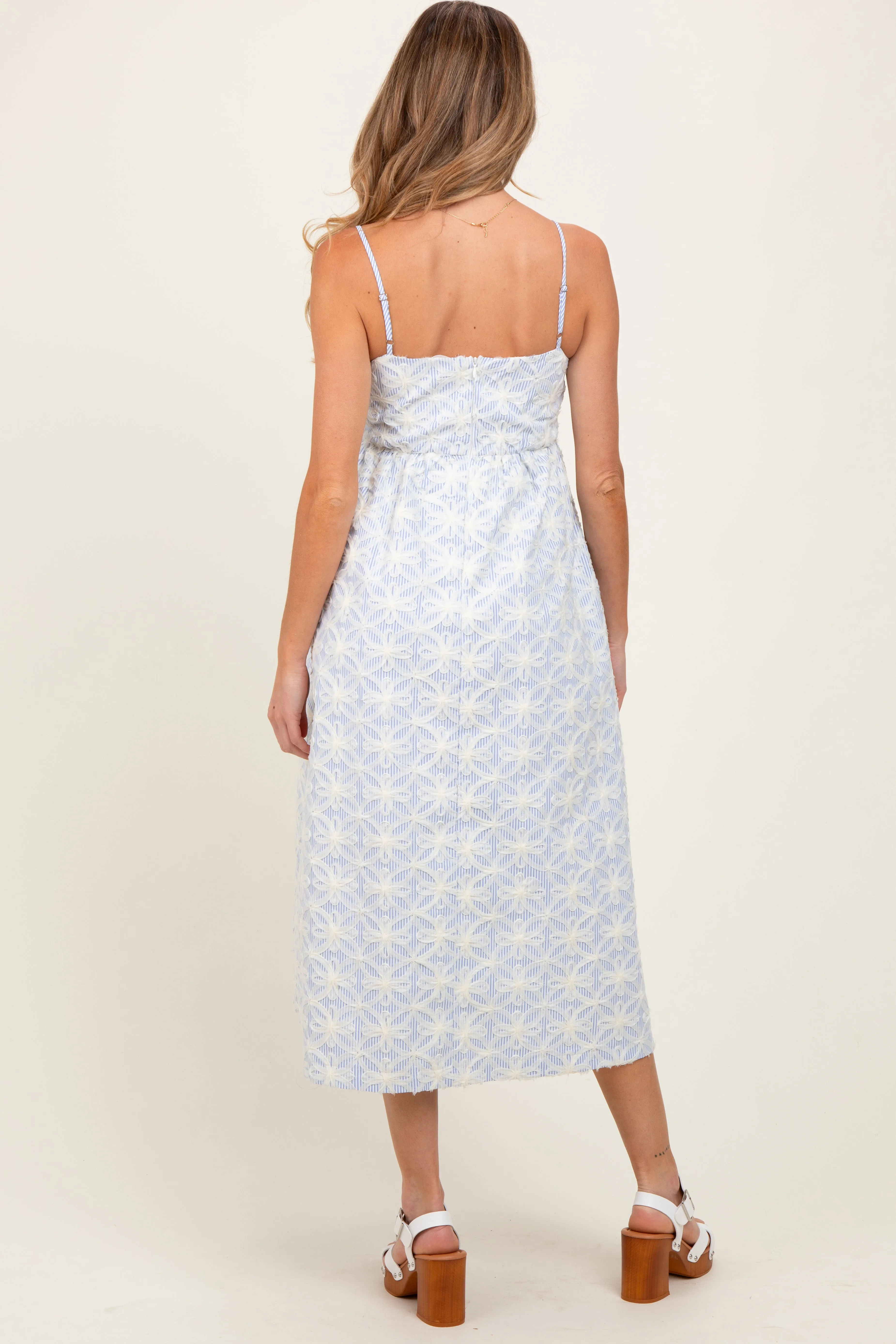 Blue Striped Floral Applique Maternity Midi Dress sold by Pinkblush product image thumbnail 2