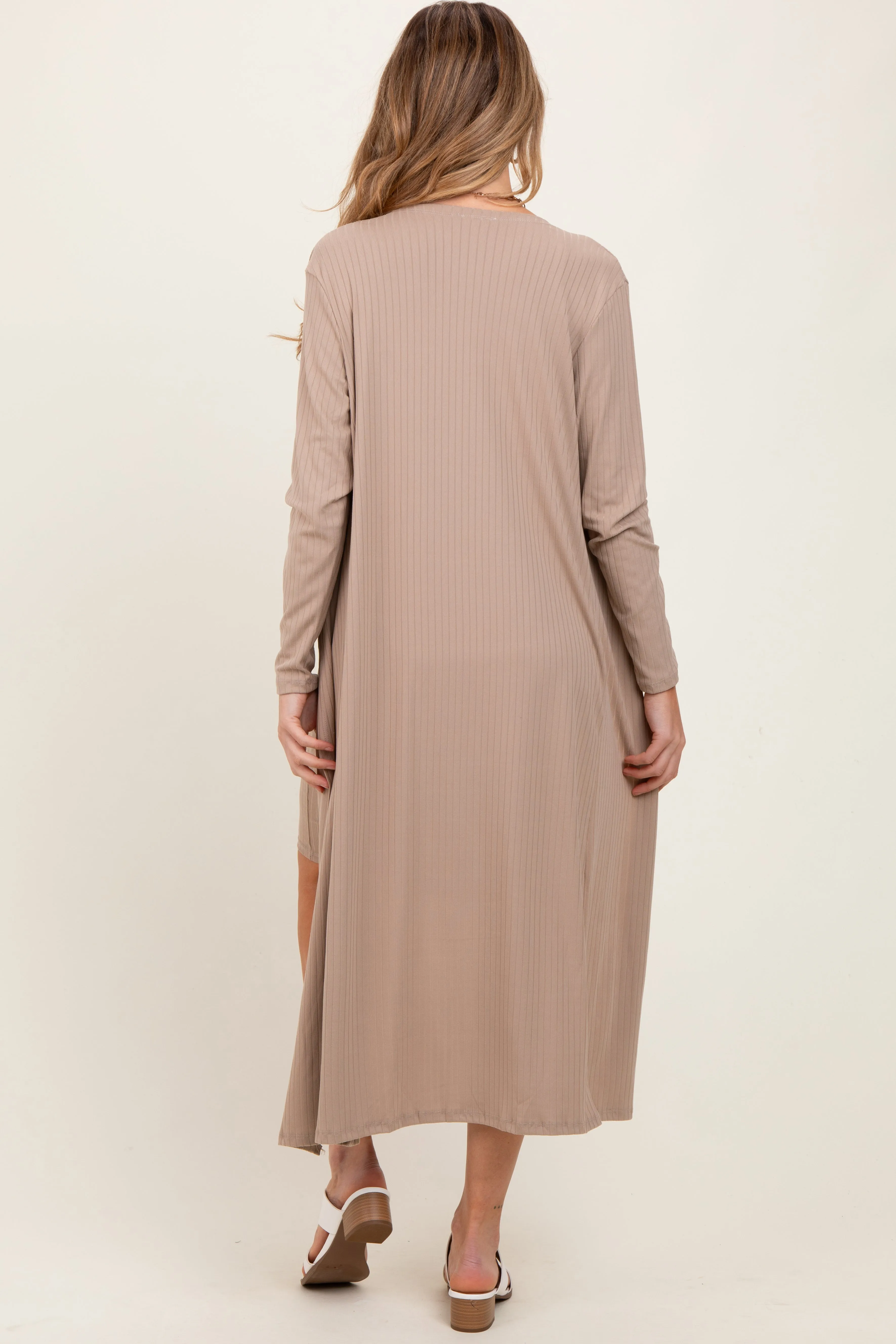 Cream Ribbed Cardigan 2 Piece Maternity Set sold by Pinkblush product image thumbnail 3