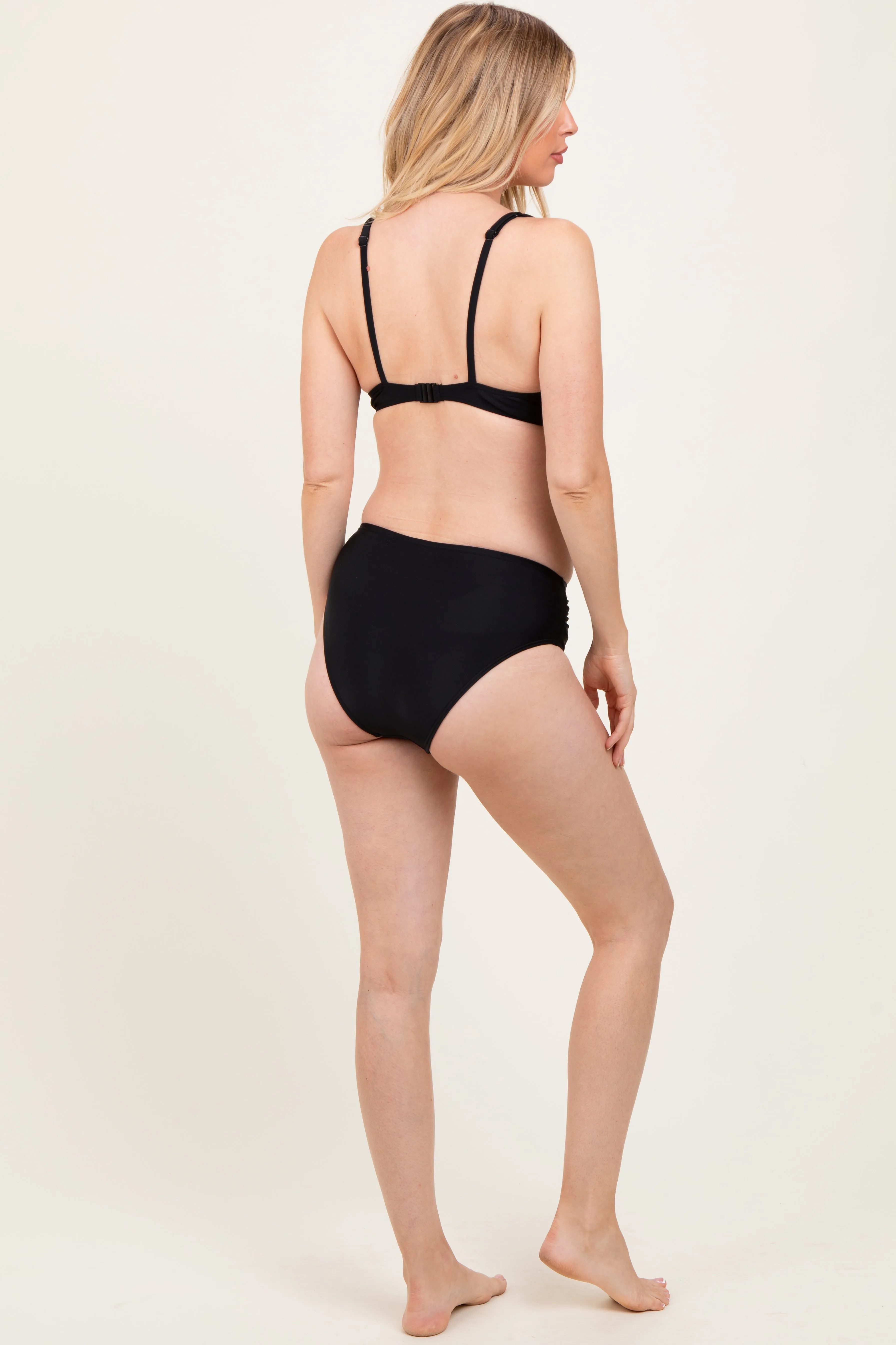 Black Crochet Detail Double Strap Maternity Bikini Set sold by Pinkblush product image thumbnail 4