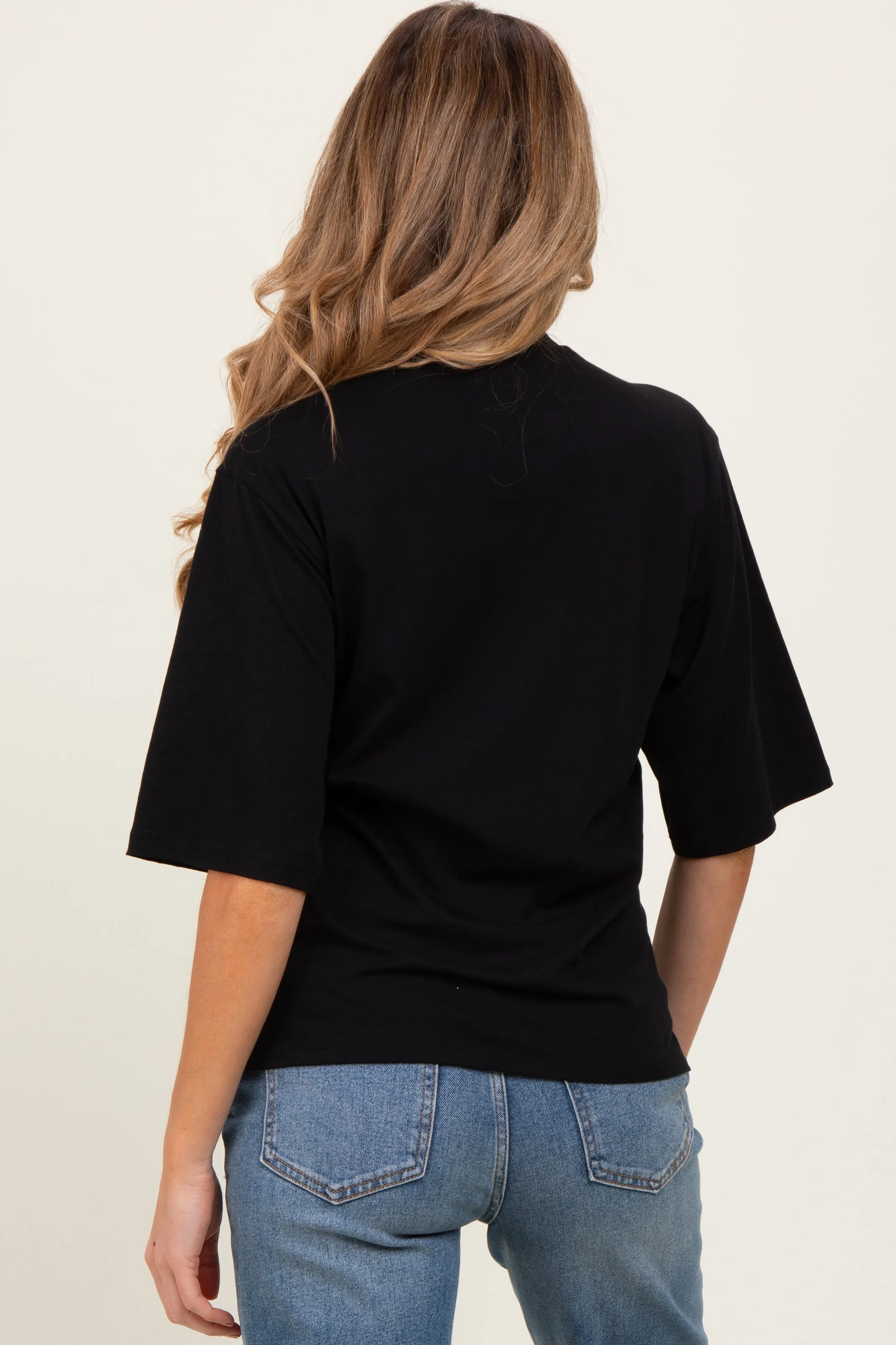 Black Crew Neck Oversized Maternity Tee sold by Pinkblush product image thumbnail 2