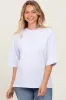 White Crew Neck Oversized Maternity Tee sold by Pinkblush
