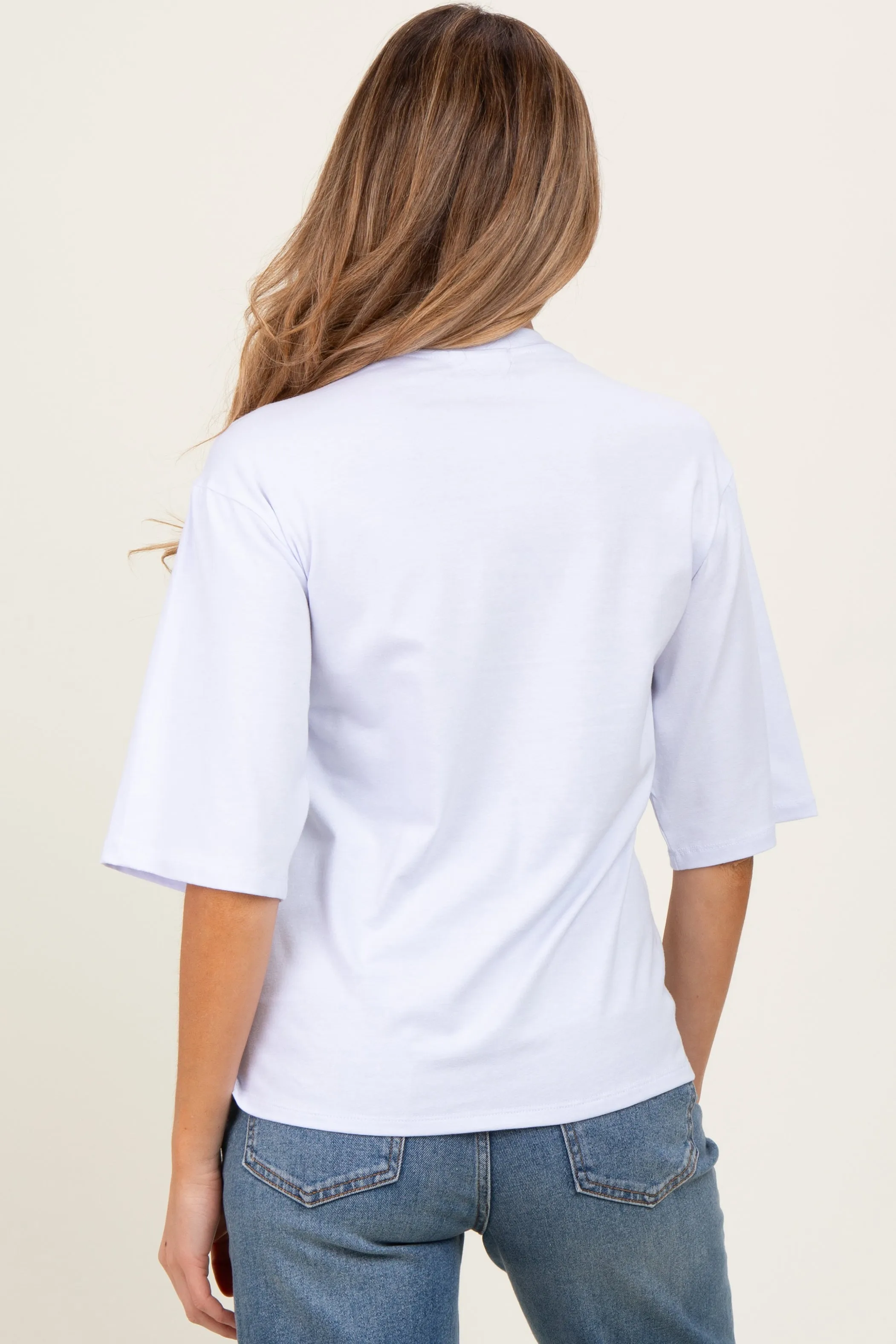 White Crew Neck Oversized Maternity Tee sold by Pinkblush product image thumbnail 4