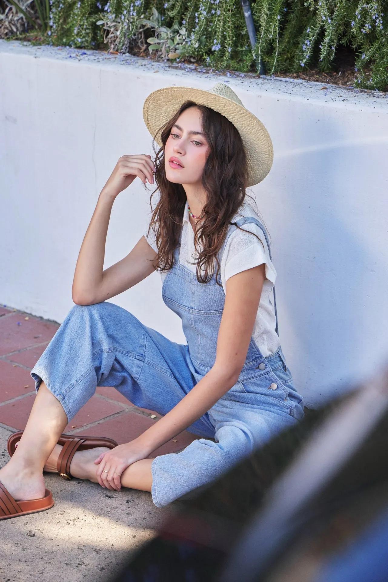 Light Blue Washed Denim Overalls sold by Pinkblush