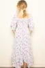 Ivory Floral Smocked Handkerchief Hem Maxi Dress sold by Pinkblush