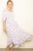 Ivory Floral Smocked Handkerchief Hem Maxi Dress sold by Pinkblush
