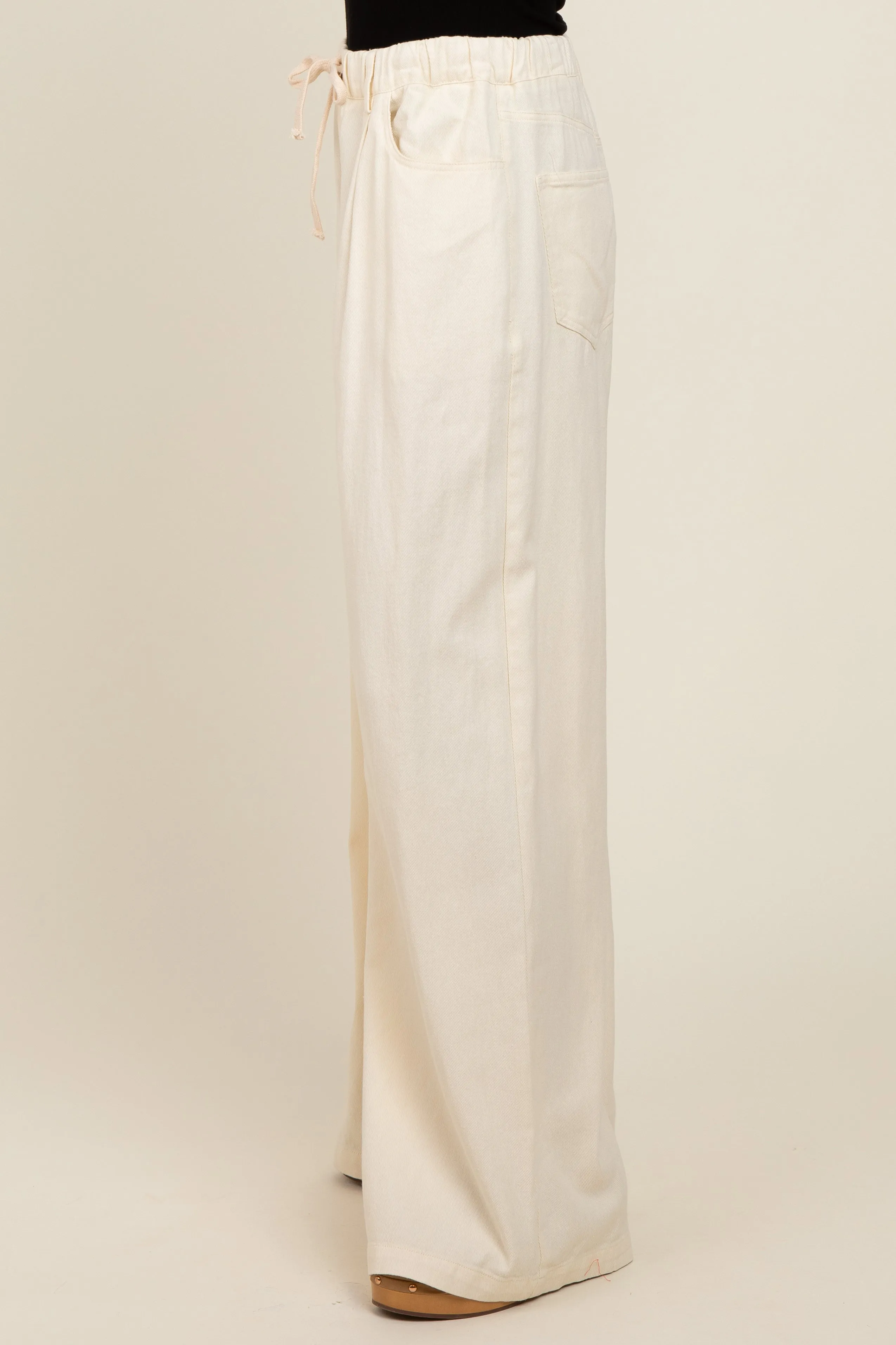 Ivory Drawstring Wide Leg Pants sold by Pinkblush product image thumbnail 4