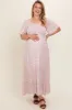 Ivory Floral Smocked Plus Maternity Maxi Dress sold by Pinkblush