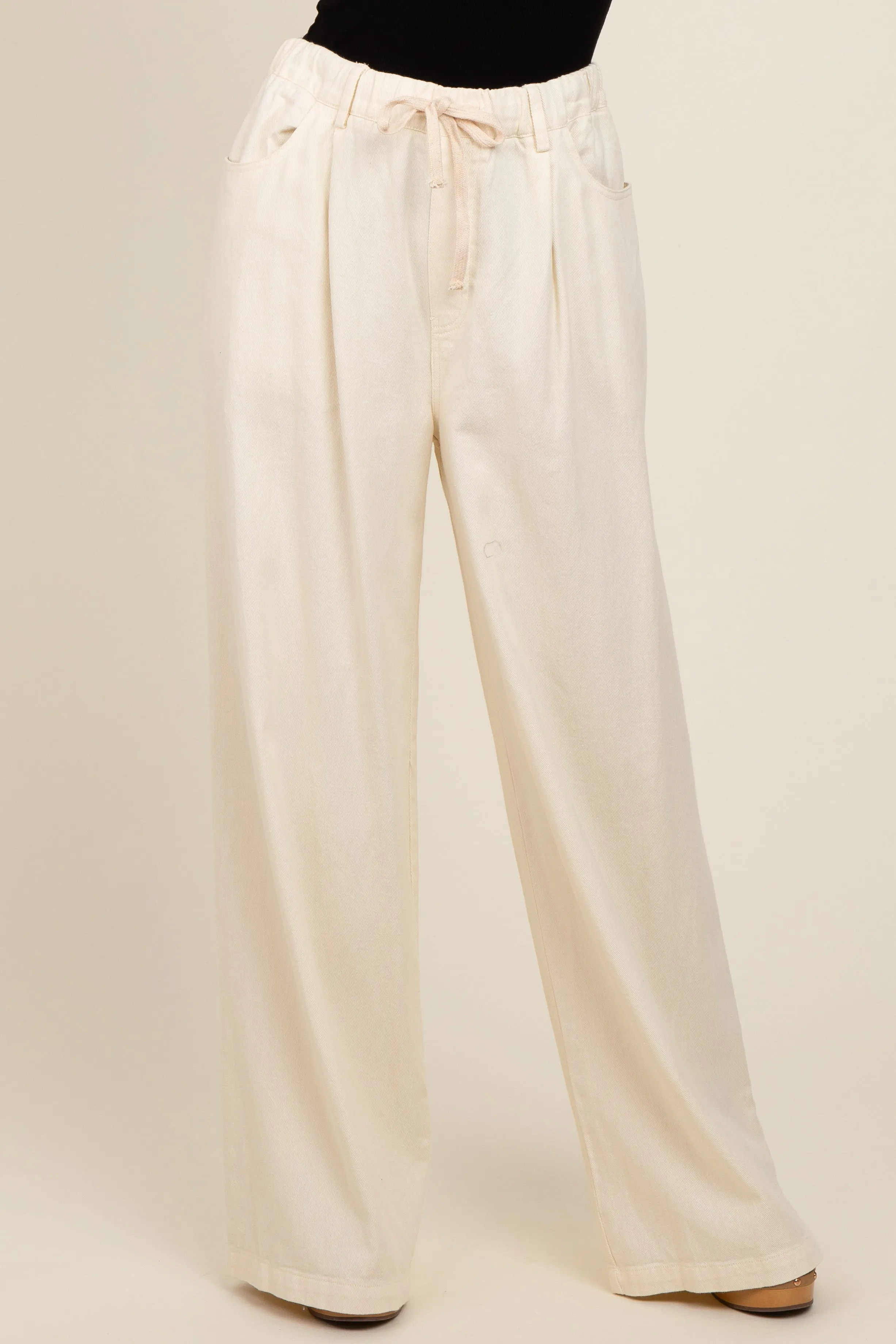 Ivory Drawstring Wide Leg Pants sold by Pinkblush product image thumbnail 3
