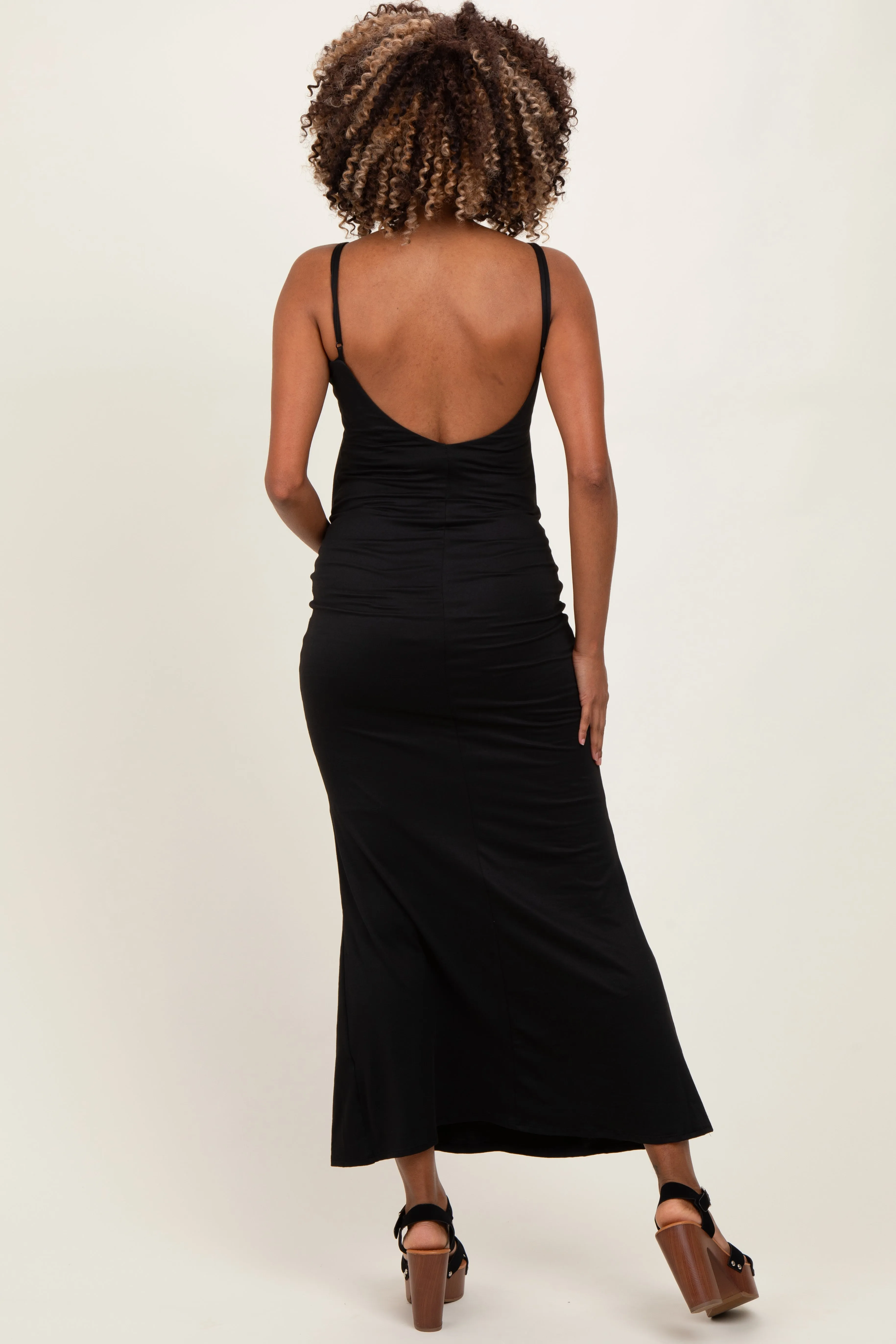 Black Backless Fishtail Sleeveless Maternity Maxi Dress sold by Pinkblush product image thumbnail 3