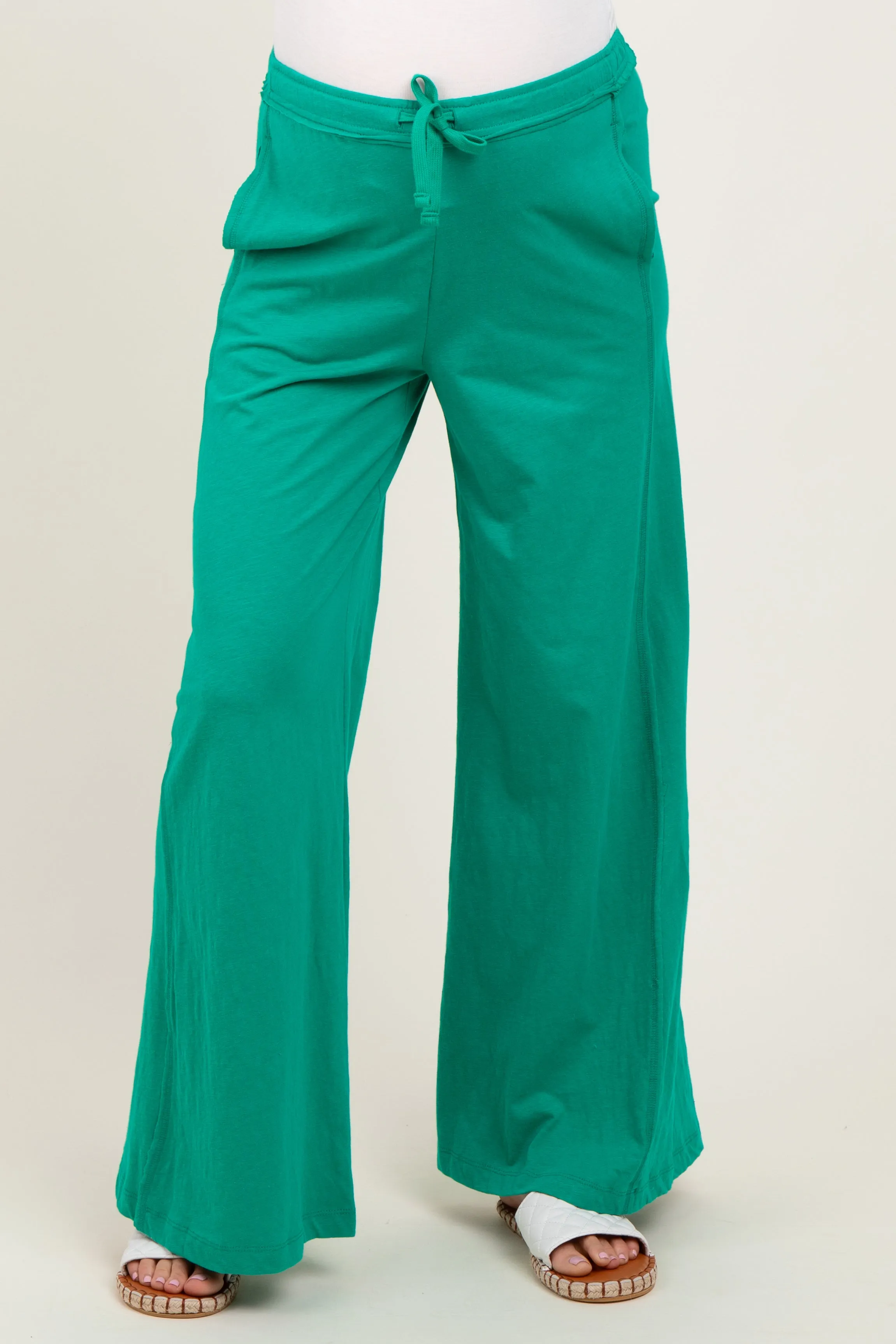 Green Drawstring Wide Leg Maternity Lounge Pant sold by Pinkblush product image thumbnail 3