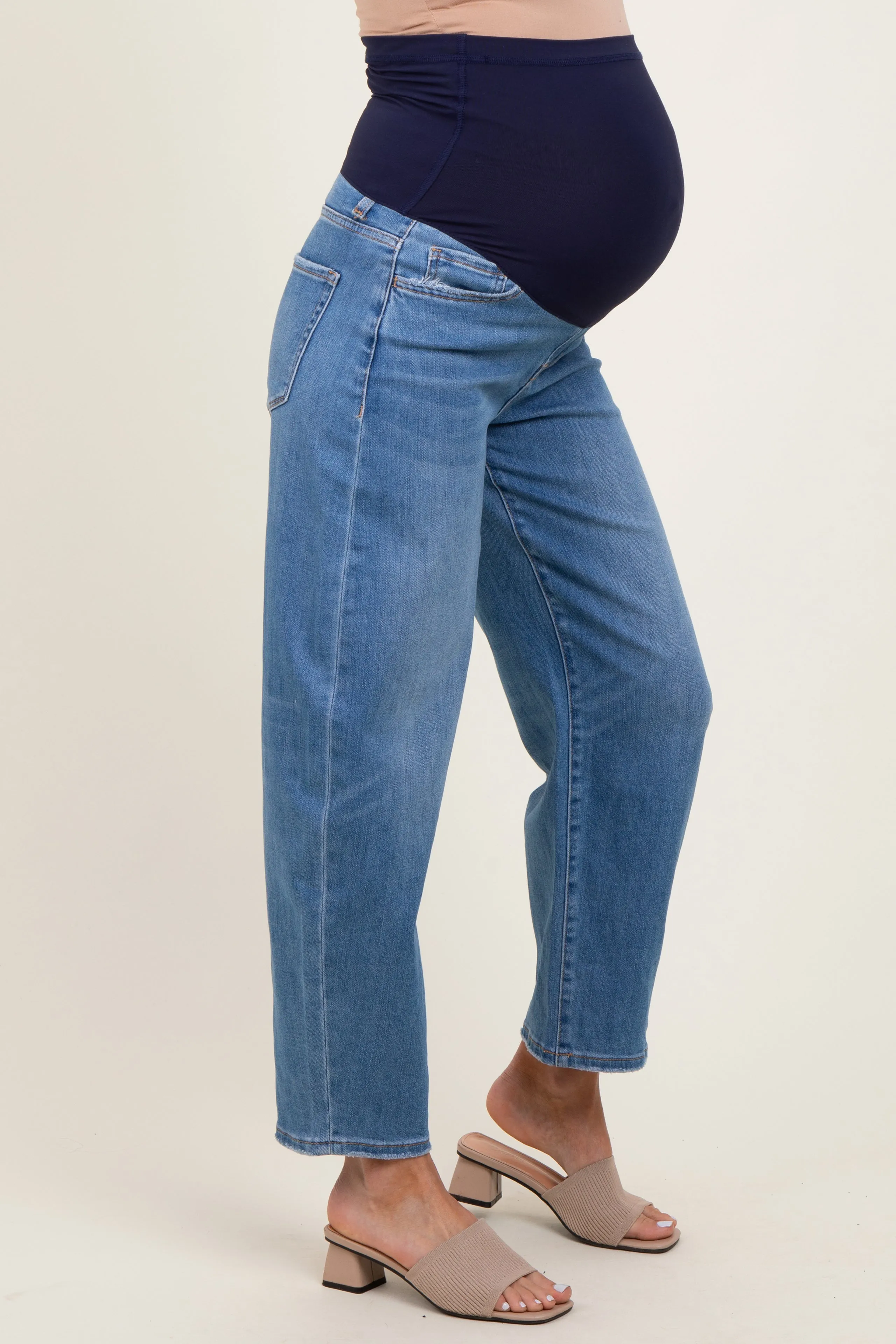 Blue Classic Wash Barrel Leg Maternity Jeans sold by Pinkblush product image thumbnail 3