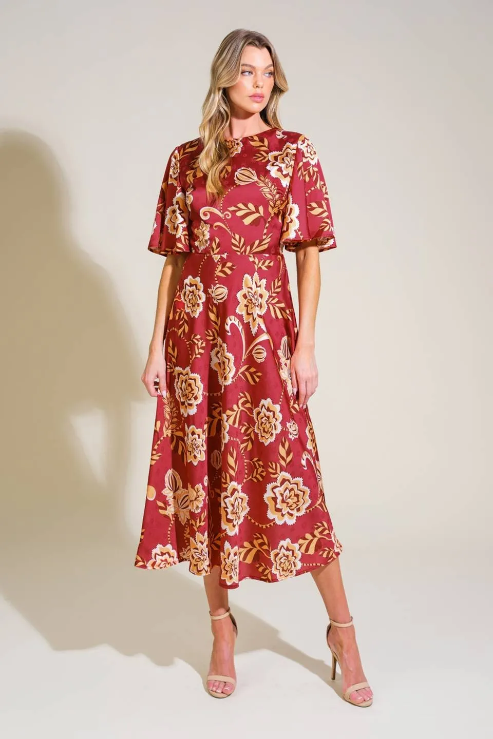 Burgundy Floral Maxi Dress sold by Pinkblush product image thumbnail 2