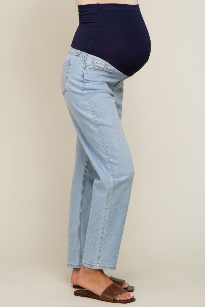 Light Blue Mom Style Maternity Jeans sold by Pinkblush product image thumbnail 4