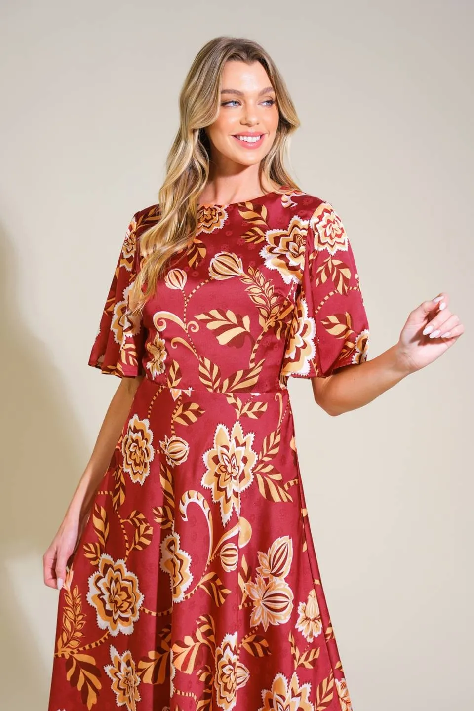 Burgundy Floral Maxi Dress sold by Pinkblush product image thumbnail 3