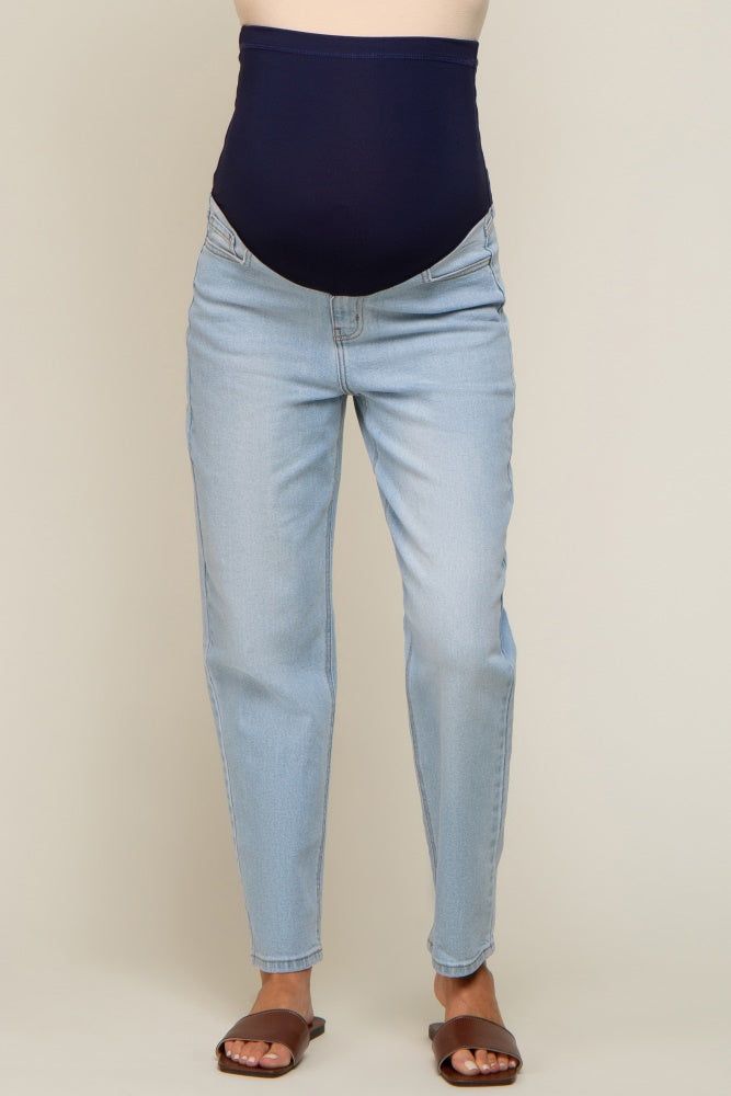 Light Blue Mom Style Maternity Jeans sold by Pinkblush product image thumbnail 3