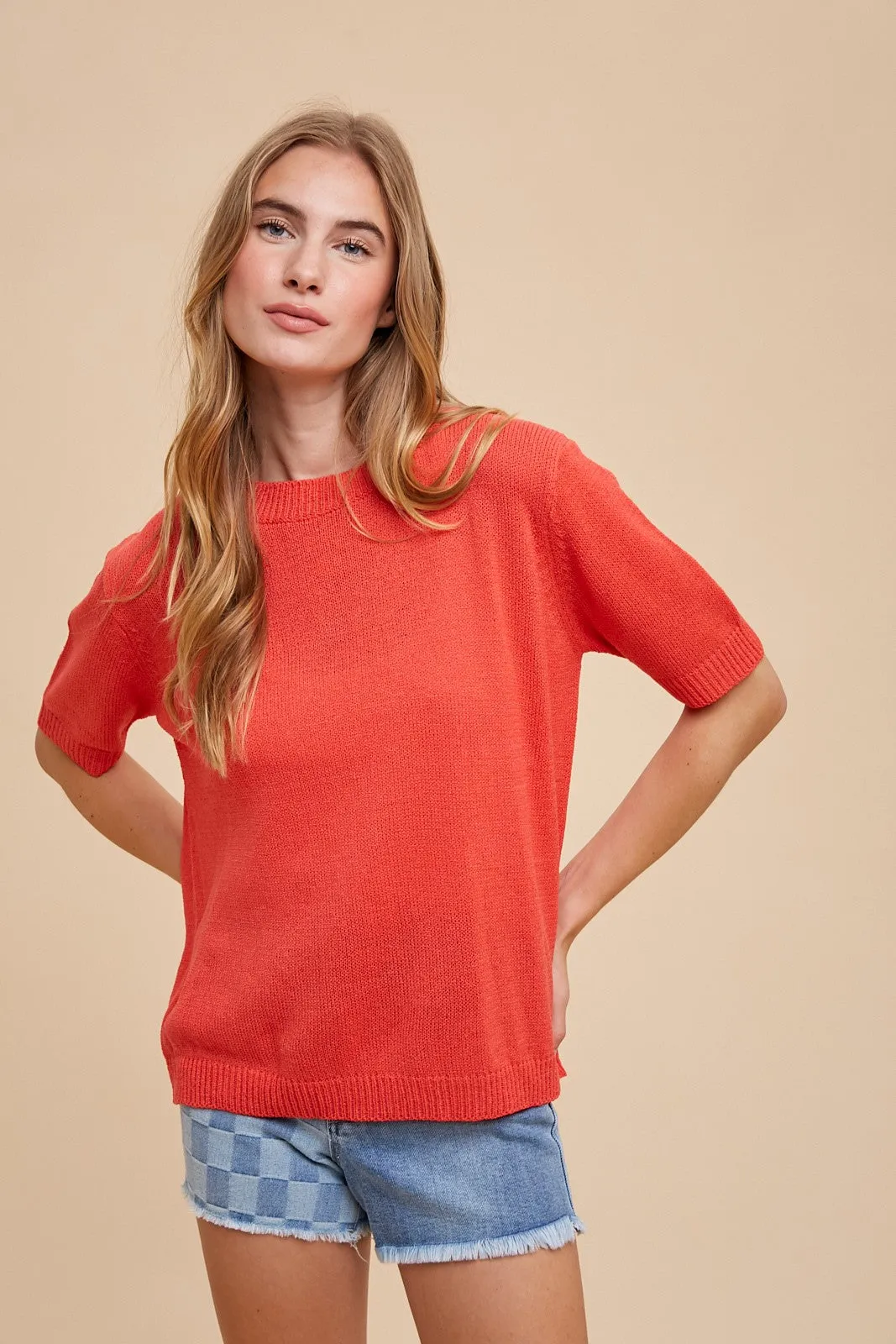 Red Knit Short Sleeve Maternity Top sold by Pinkblush product image thumbnail 4