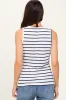 White Striped Ribbed Fitted Tank Top sold by Pinkblush