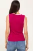 Magenta Ribbed Contrast Embroidered Sleeveless Top sold by Pinkblush
