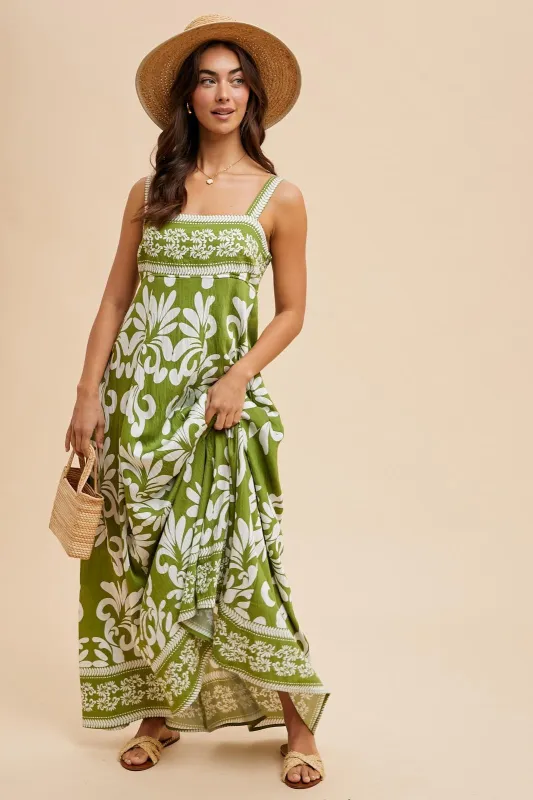 Green Resort Border Print Maxi Dress sold by Pinkblush