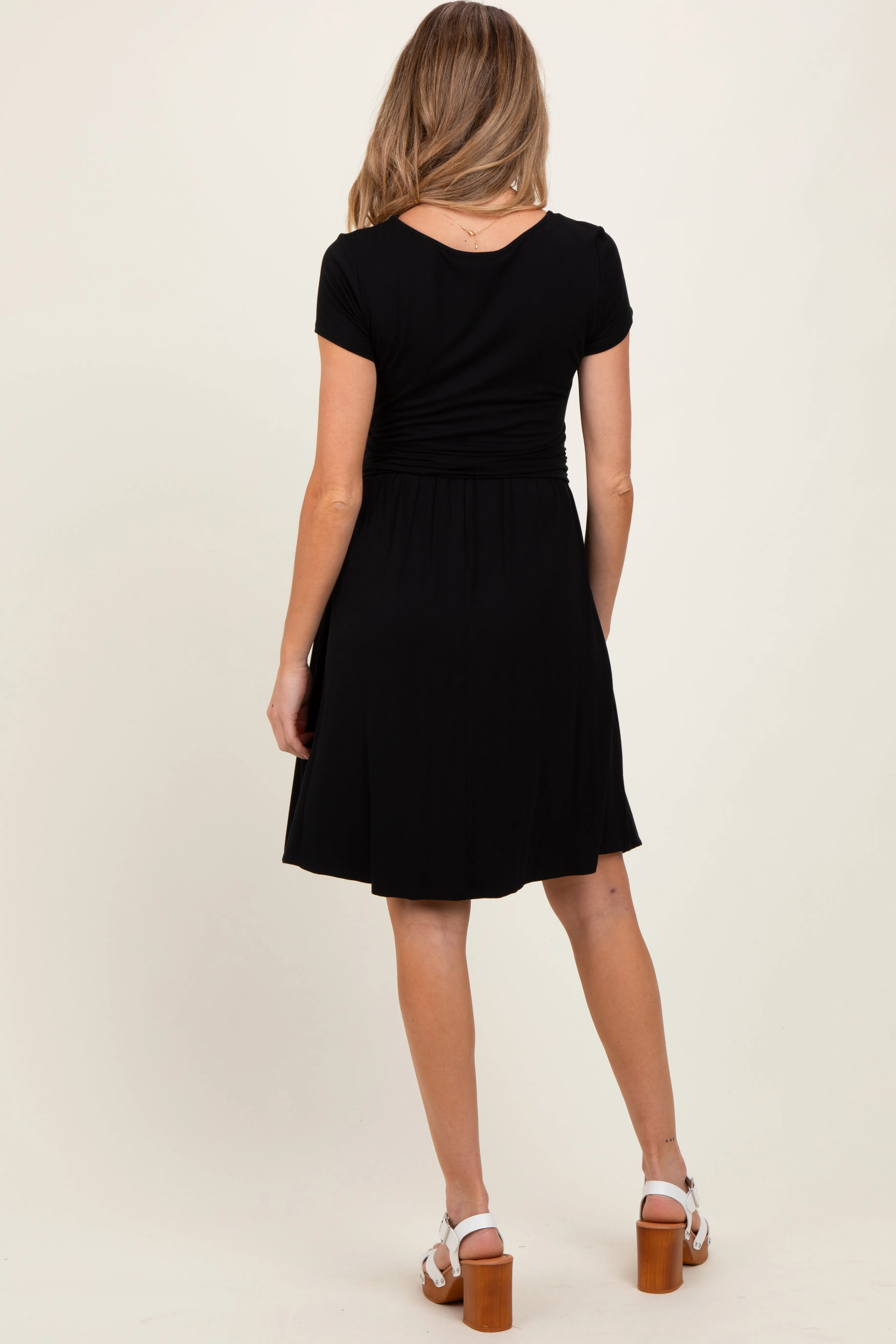 Black Twist Front Short Sleeve Maternity Dress sold by Pinkblush product image thumbnail 3