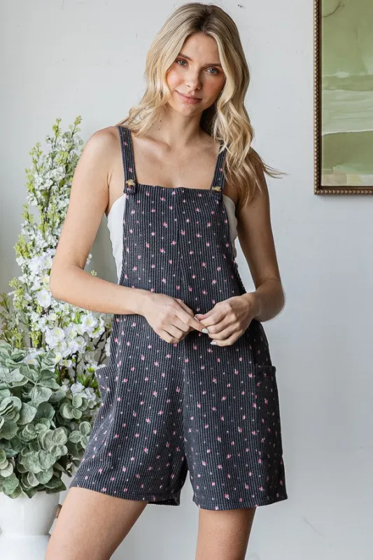 Charcoal Floral Ribbed Romper sold by Pinkblush