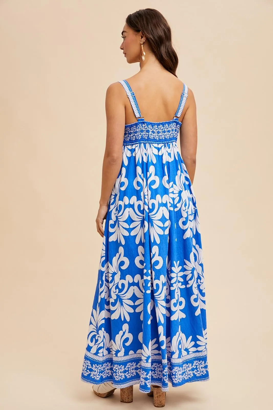 Blue Resort Border Print Maxi Dress sold by Pinkblush product image thumbnail 4