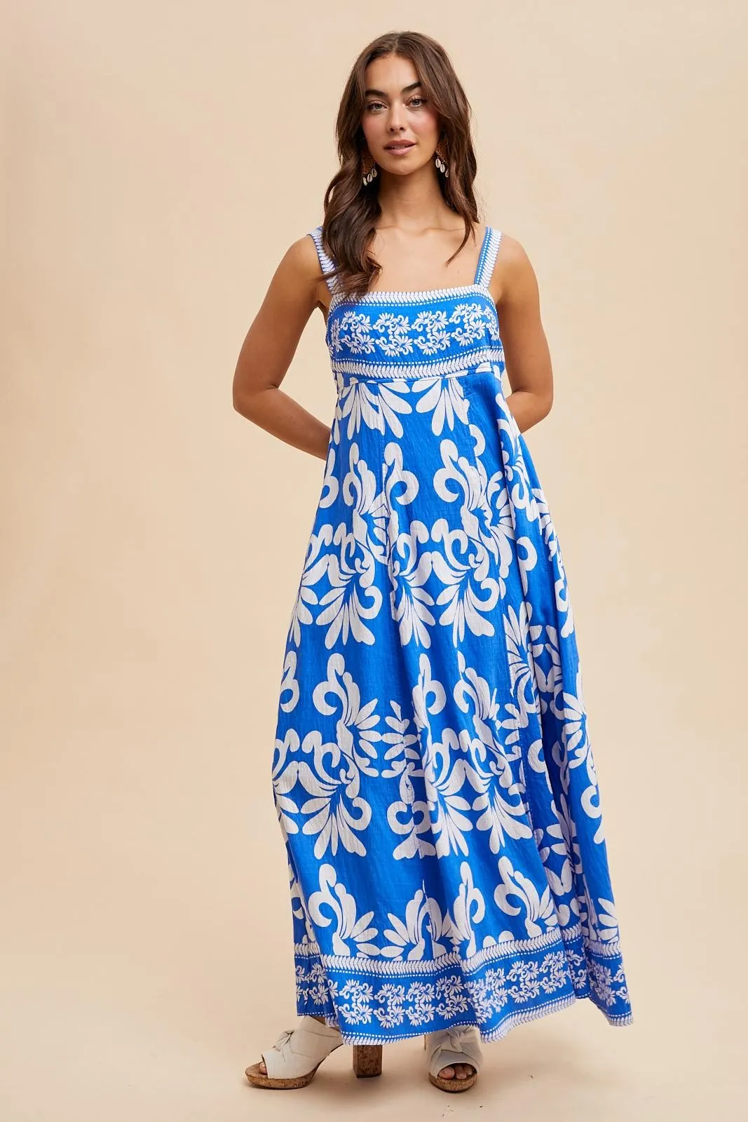 Blue Resort Border Print Maxi Dress sold by Pinkblush product image thumbnail 2