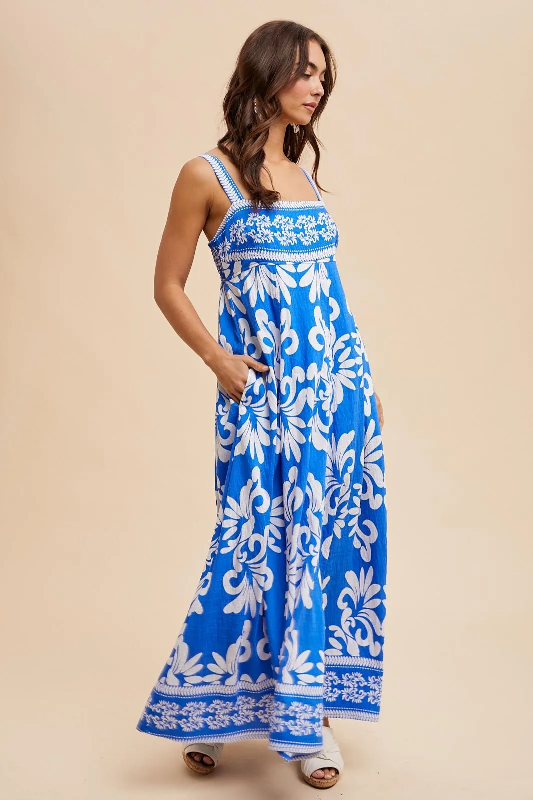 Blue Resort Border Print Maxi Dress sold by Pinkblush product image thumbnail 3