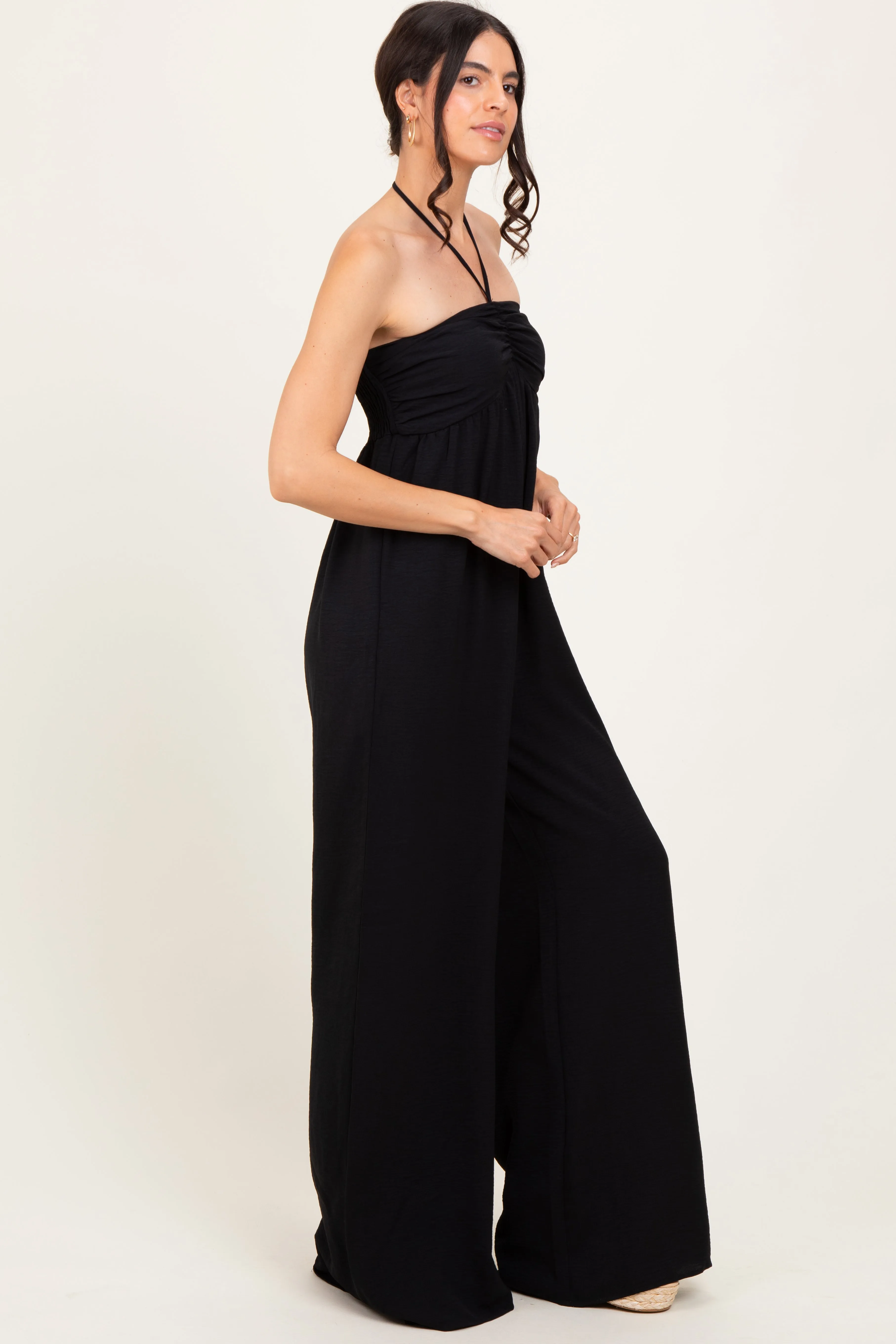 Black Halter Neck Wide Leg Jumpsuit sold by Pinkblush product image thumbnail 3