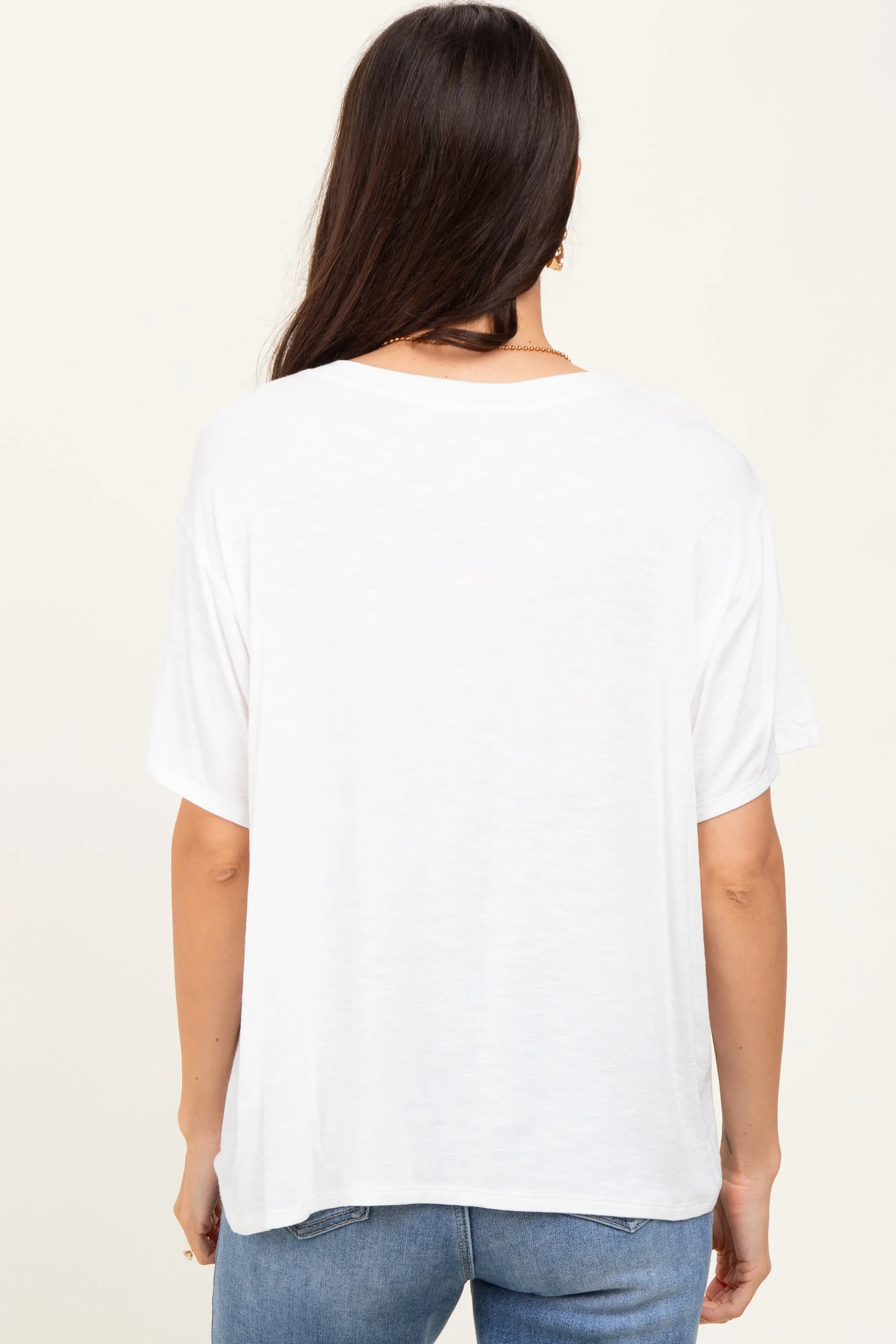 Ivory Relaxed Fit Short Sleeve Tee sold by Pinkblush product image thumbnail 4