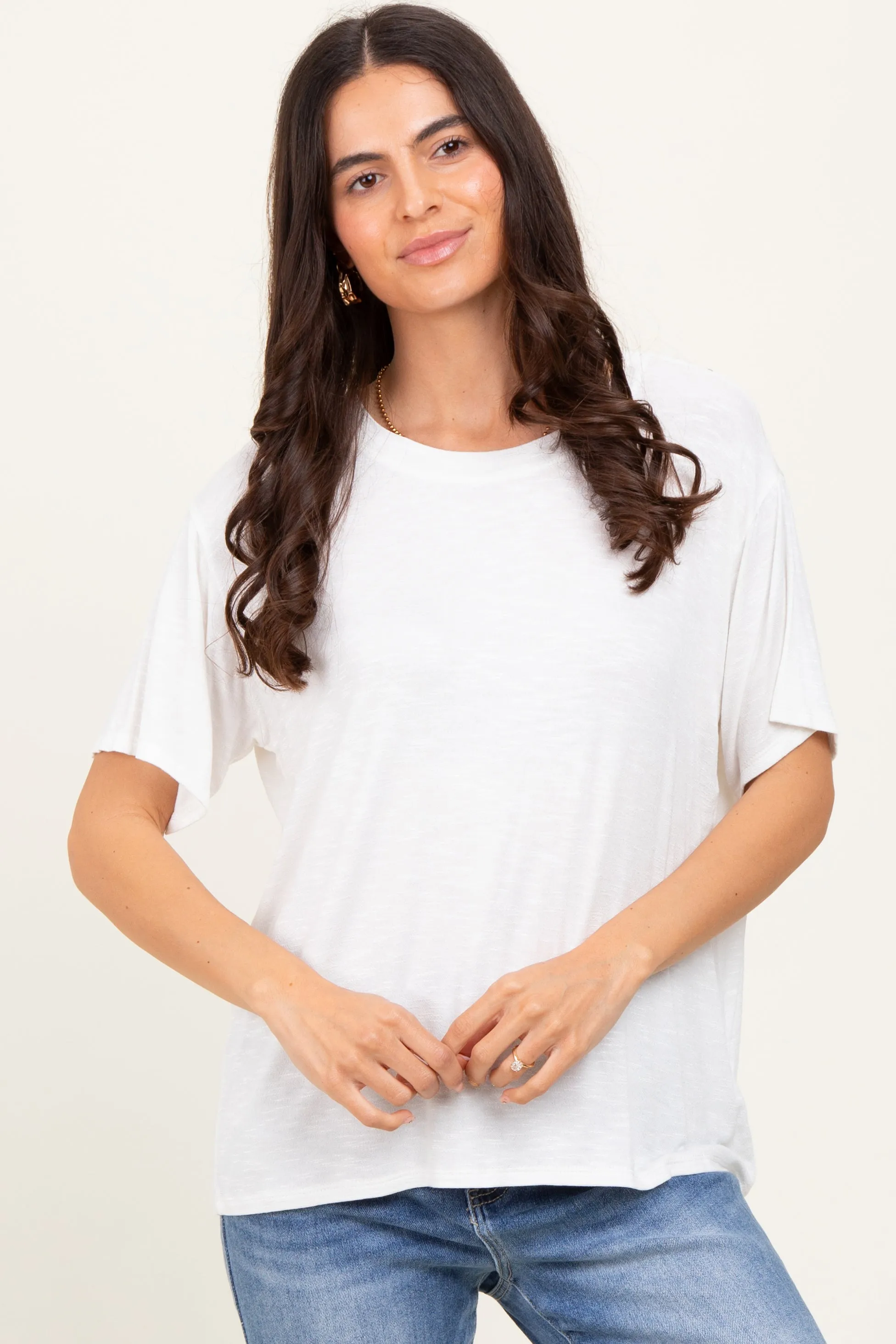 Ivory Relaxed Fit Short Sleeve Tee sold by Pinkblush product image thumbnail 2