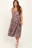 Navy Floral Shoulder Tie Maternity Midi Dress sold by Pinkblush