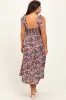 Navy Floral Shoulder Tie Maternity Midi Dress sold by Pinkblush
