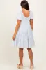 Light Blue Printed Button Up Ruffle Tiered Maternity Dress sold by Pinkblush