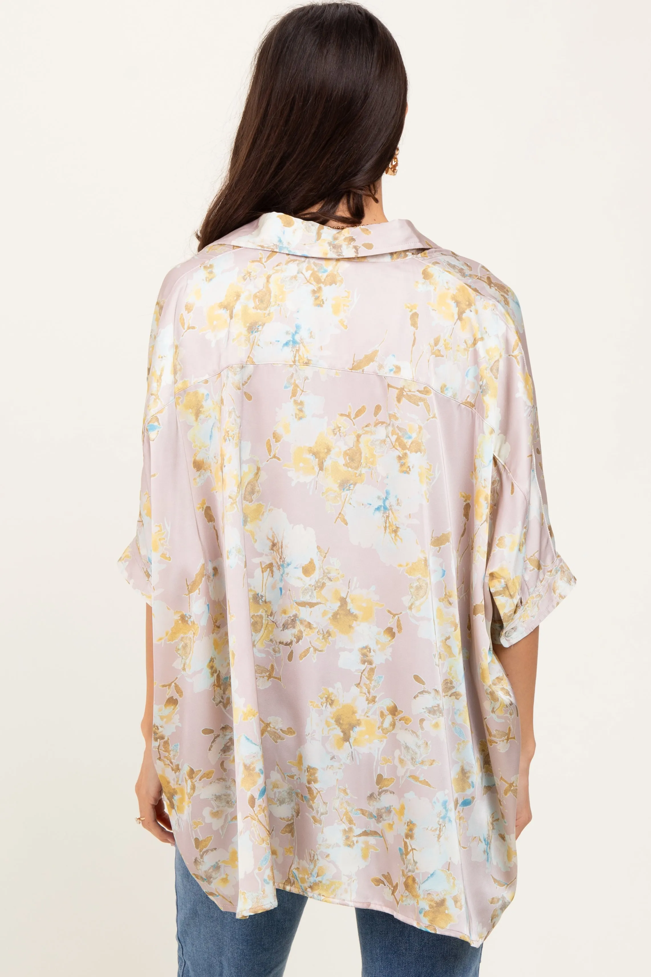 Light Pink Floral Boxy Fit Short Sleeve Blouse sold by Pinkblush product image thumbnail 4