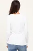 White Ribbed Ruched Long Sleeve Top sold by Pinkblush