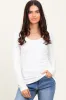 White Ribbed Ruched Long Sleeve Top sold by Pinkblush