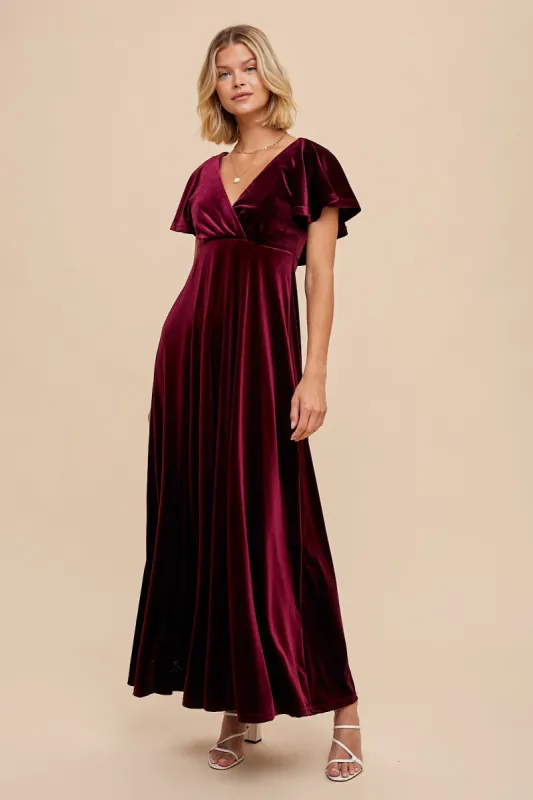 Burgundy Velvet Maxi Dress sold by Pinkblush