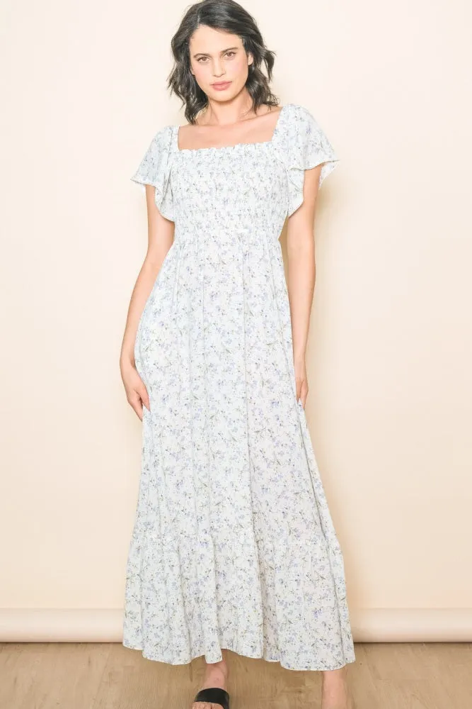 Ivory Floral Smocked Crochet Trim Dress sold by Pinkblush product image thumbnail 2