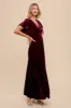 Beige Satin V-Neck Fringe Detail Maternity Midi Dress sold by Pinkblush
