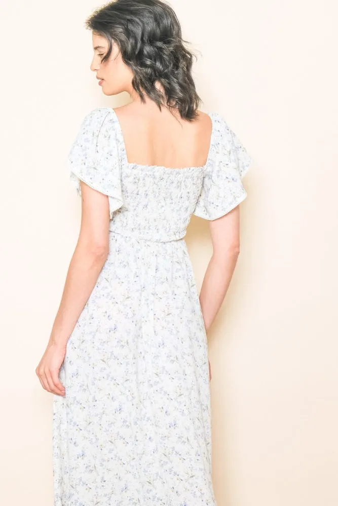 Ivory Floral Smocked Crochet Trim Dress sold by Pinkblush product image thumbnail 4