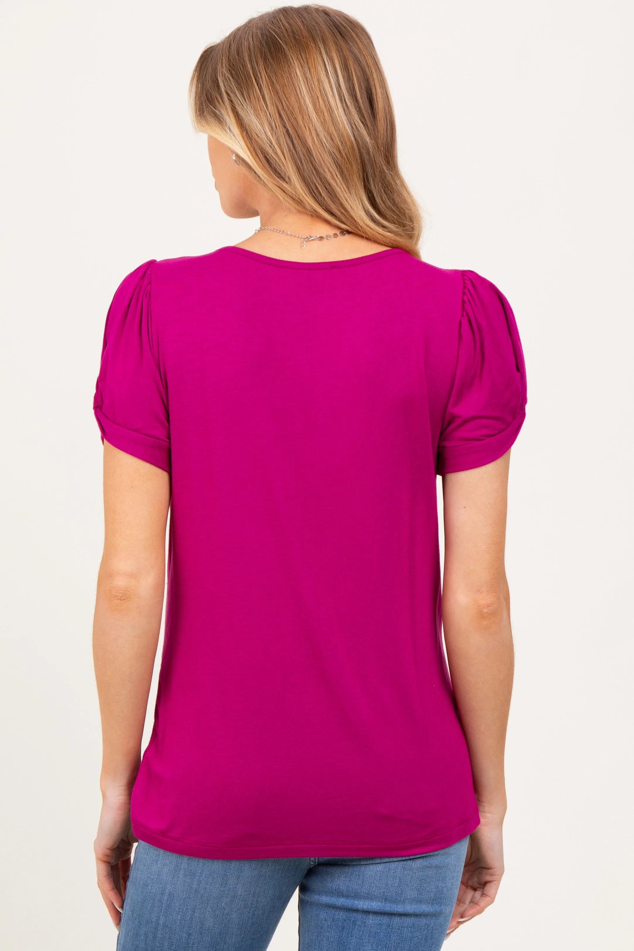 Magenta Twisted Short Sleeve Maternity Top sold by Pinkblush product image thumbnail 2