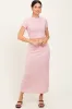 Light Pink Ribbed Knit Crop Tee Maxi Skirt Set sold by Pinkblush